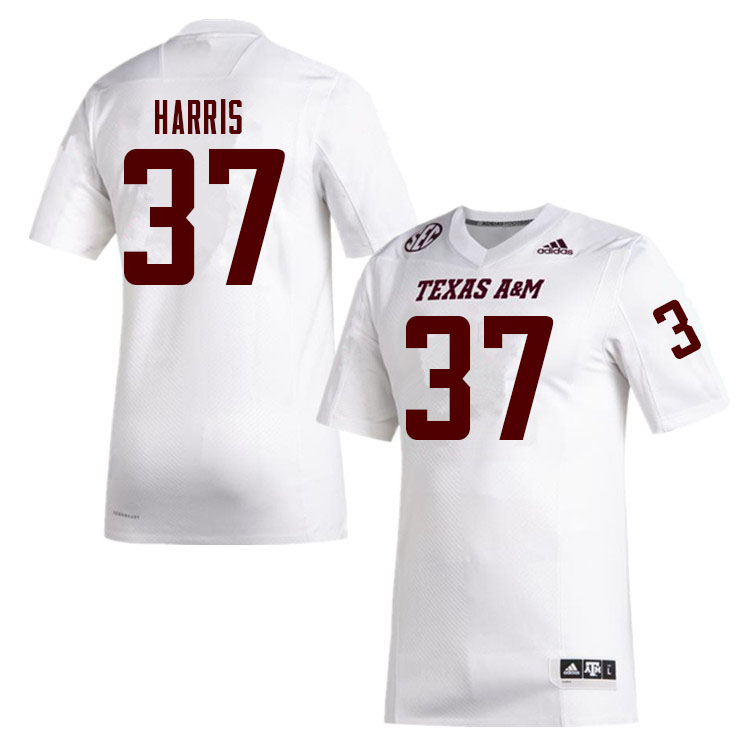 Men #37 Jahzion Harris Texas A&M Aggies College Football Jerseys Sale-White - Click Image to Close